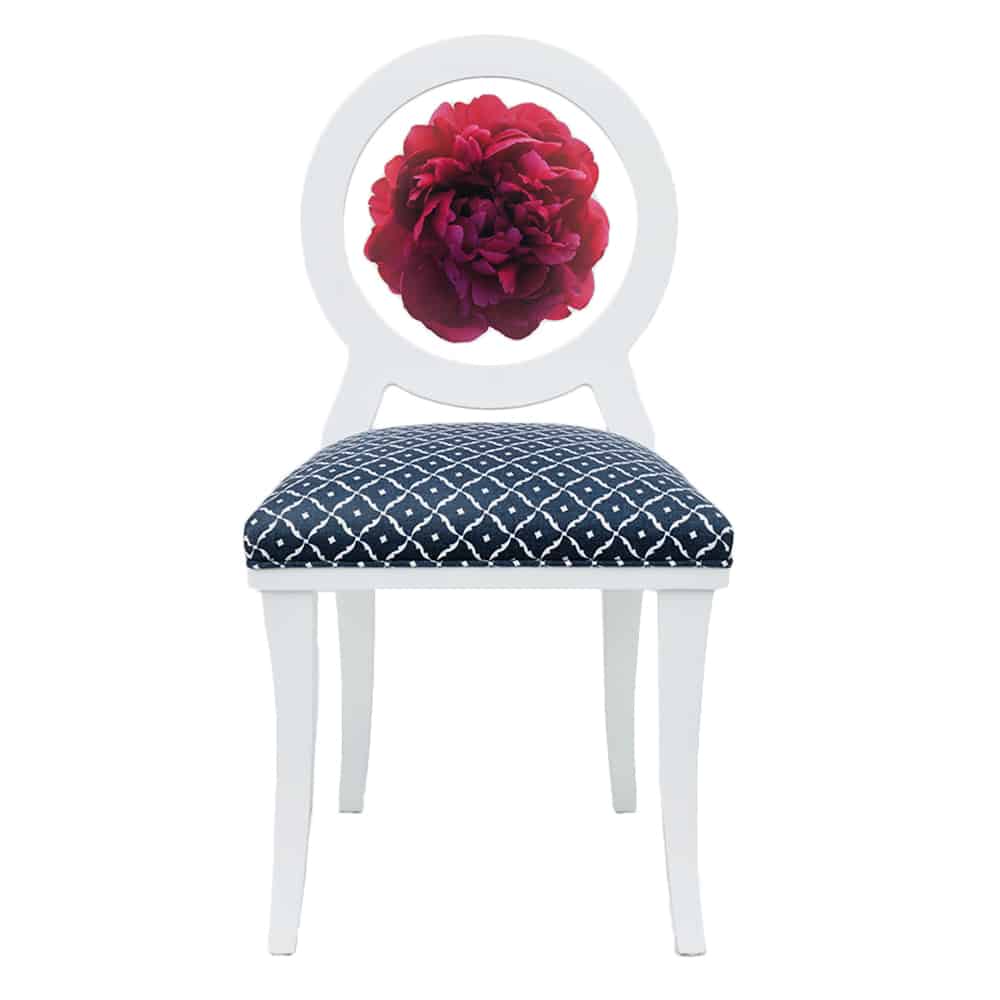 Fuchsia Peony Floret Chair with Custom Upholstery